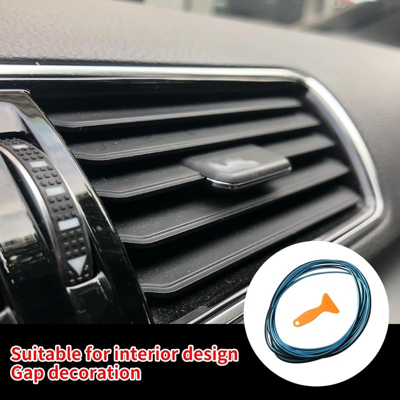 Jitrendo 33 Ft Car Interior Moulding Trim Strips Universal Auto Gap Fillers Including Installing Tool Car Electroplating Decoration Styling Door Dashboard Flexible Strip (Blue) - Image 3